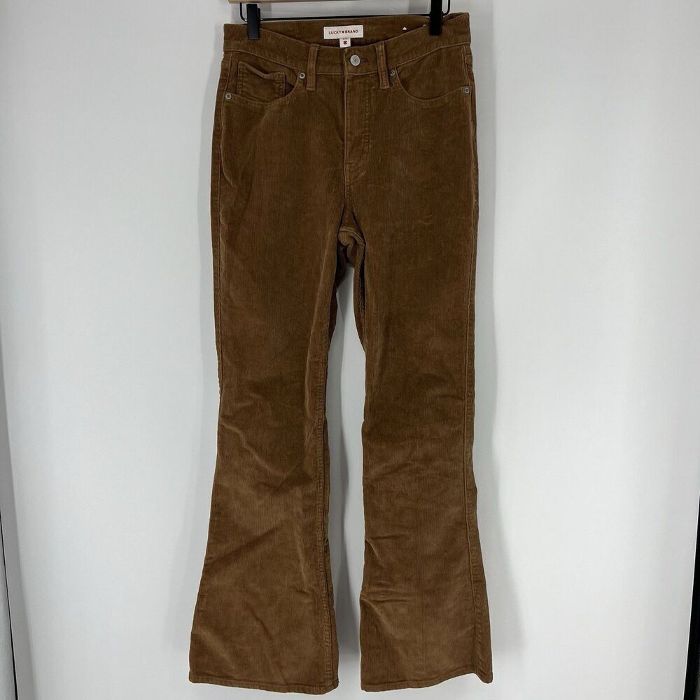 Lucky Brand Corduroy Pants Size 8/29 Women Brown Stevie High Rise Flare Academia